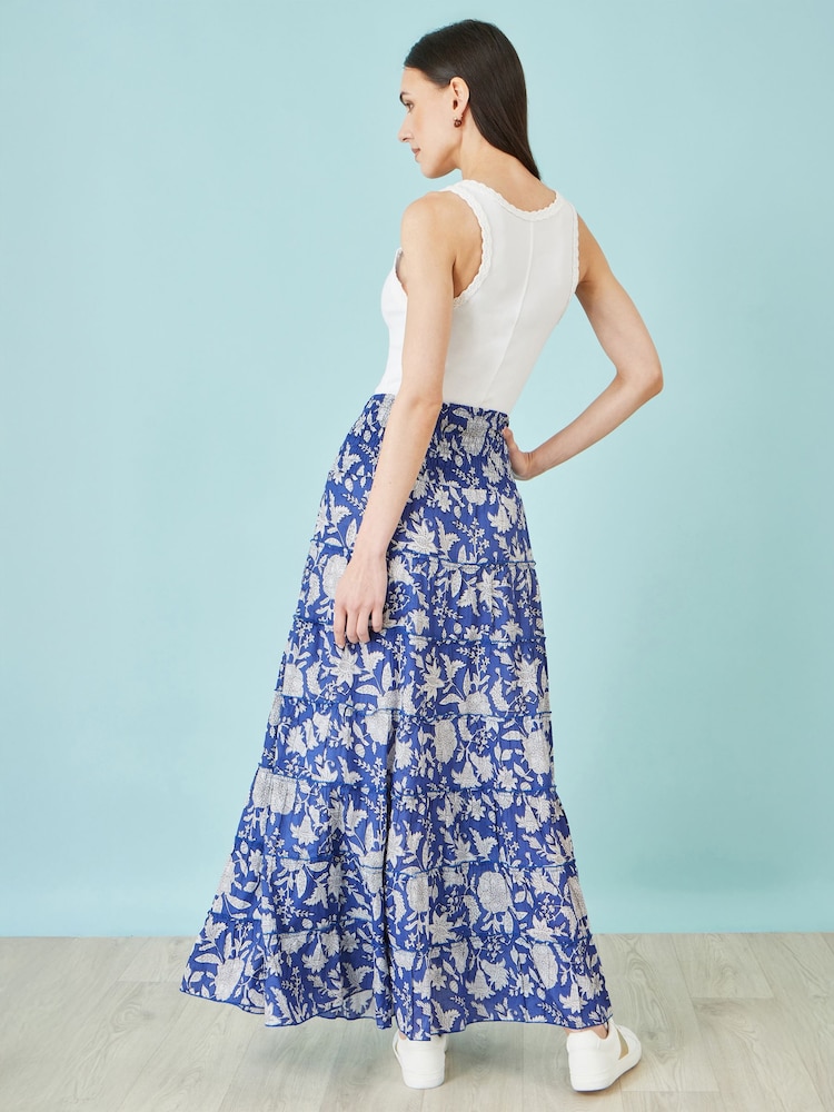Yumi Floral Cotton Tiered Maxi Skirt - Imagen 3 de 3