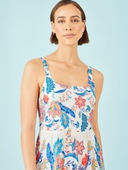 Azul - Vestido largo a capas con estampado en bloques boho de Yumi - Imagen 5 de 5