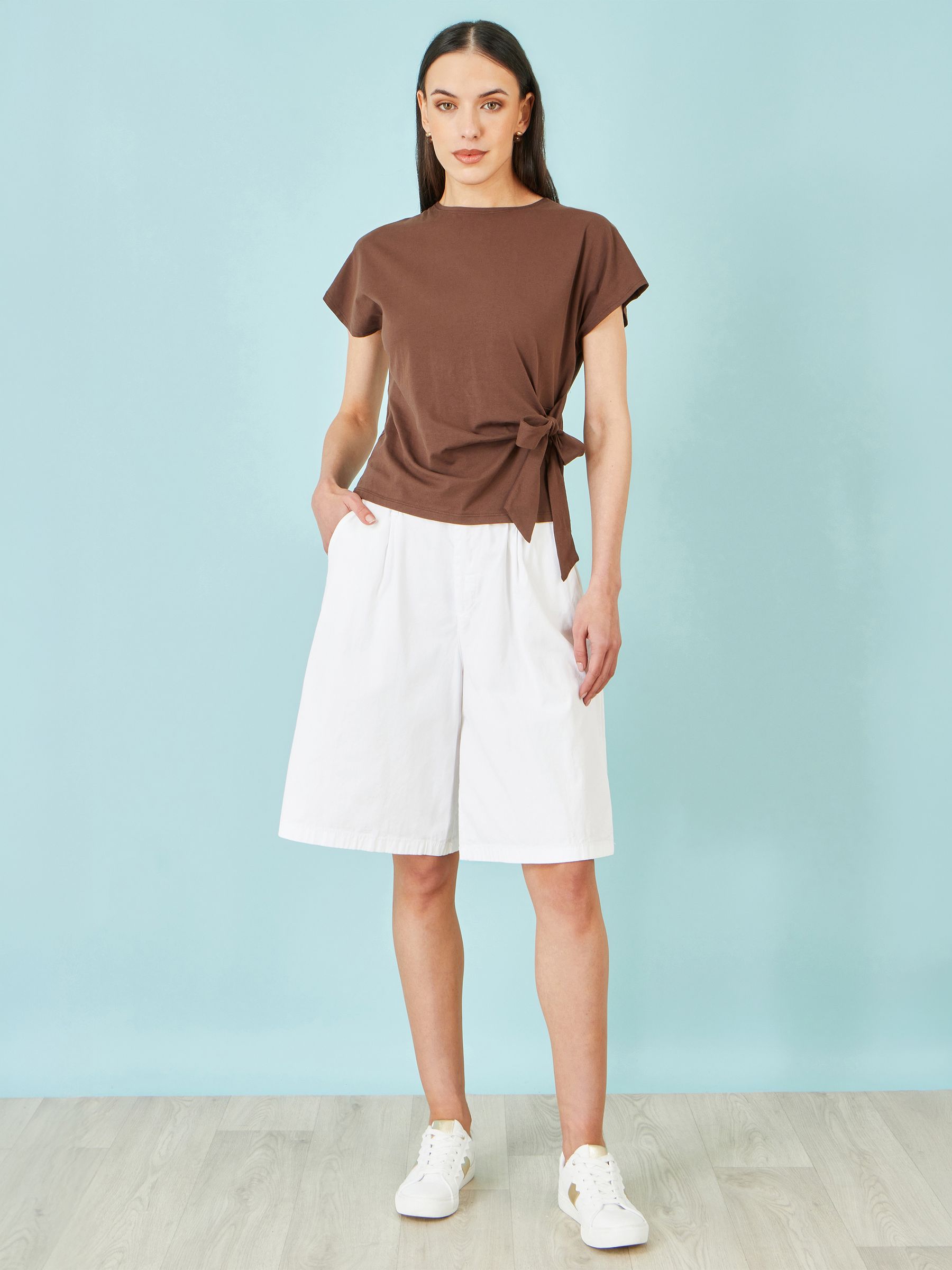 Yumi Women's White Cotton Bermuda Shorts - Size 16 Uk - Image 2
