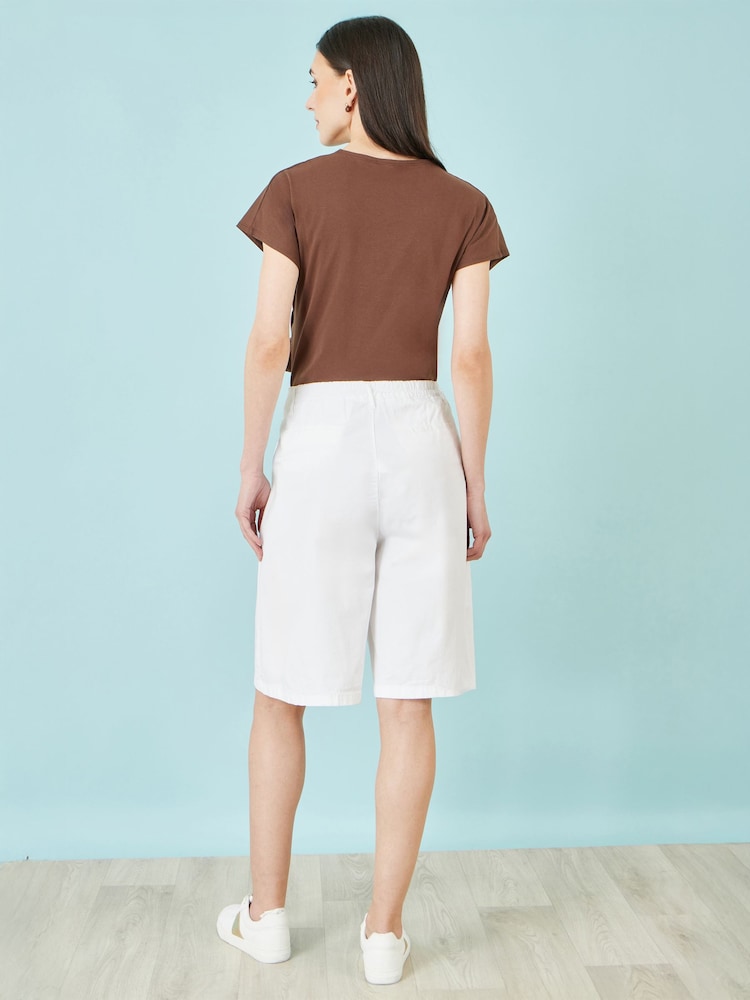 Белый - Yumi Cotton Bermuda Shorts - Изображение 3 3