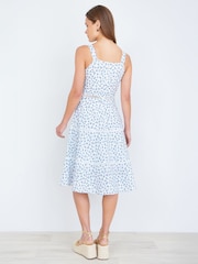Yumi White Ditsy Floral Cotton Midi Sun Dress With Lace Trims - Image 2 of 4