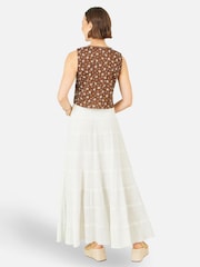 Yumi White Double Cotton Tiered Boho Maxi Skirt - Image 3 of 4