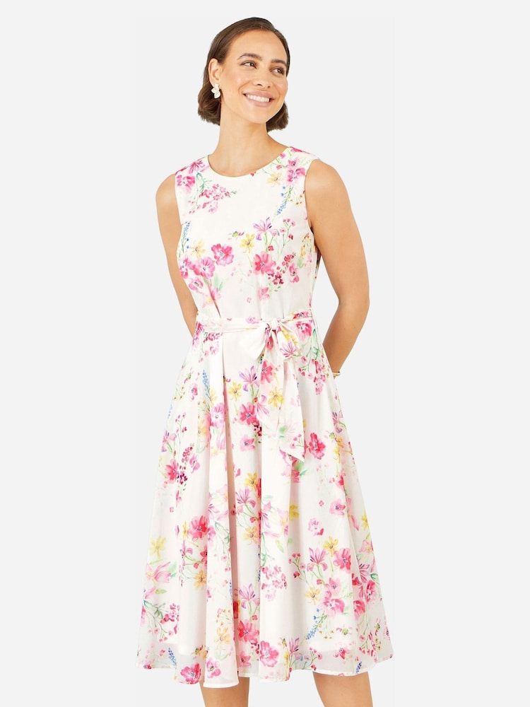 yumi skater dress Yumi Petite Skater Dress With Bow Sleeve In Floral Print sz 8