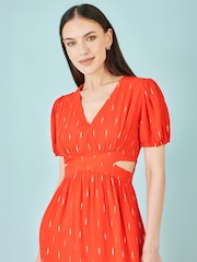 Yumi Foil Print Viscose Cut Out Midi Dress - Imagen 4 de 4