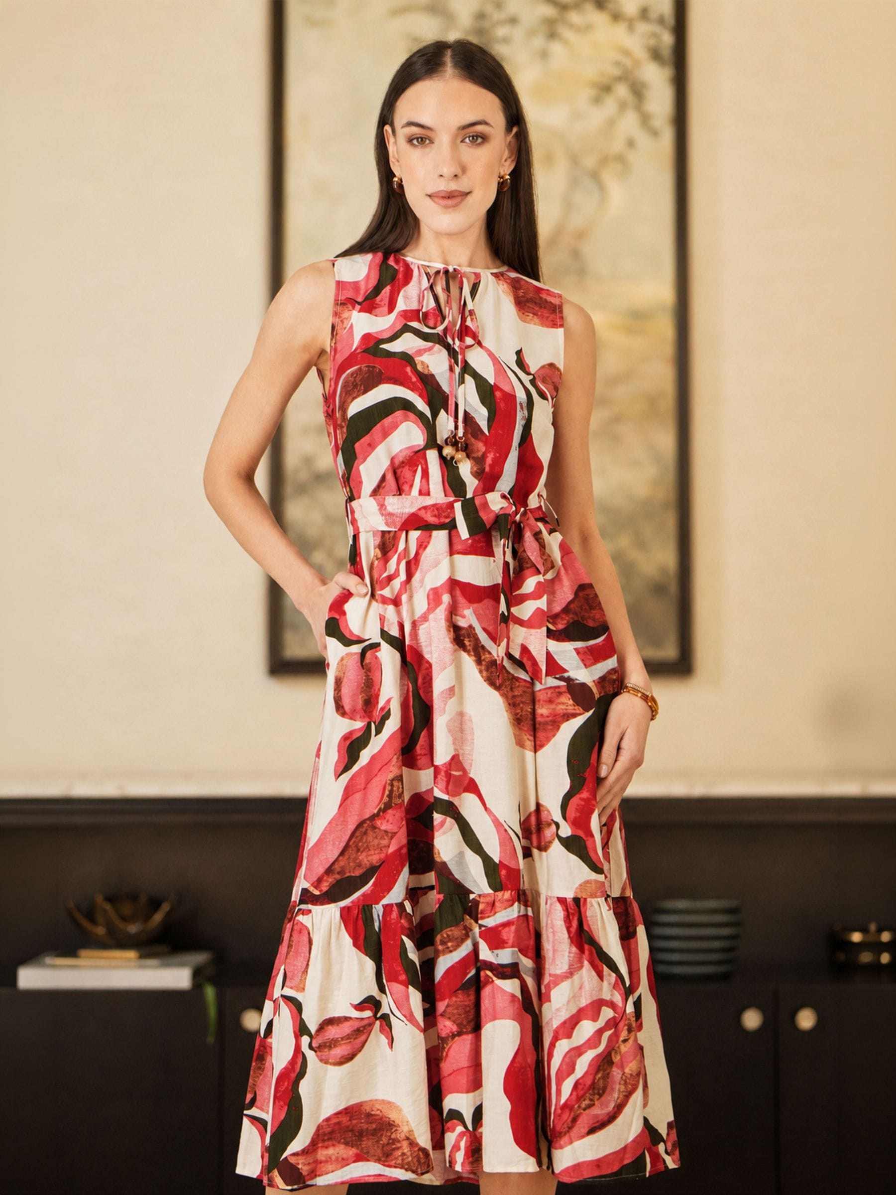 ミィタン★ Buy Yumi Pink Viscose Swirl Print Midi Dress from Next USA