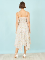 Yumi White Botanical Embroidery Fabric Handkerchief Hem Dress - Image 2 of 4