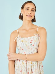 Yumi White Botanical Embroidery Fabric Handkerchief Hem Dress - Image 3 of 4