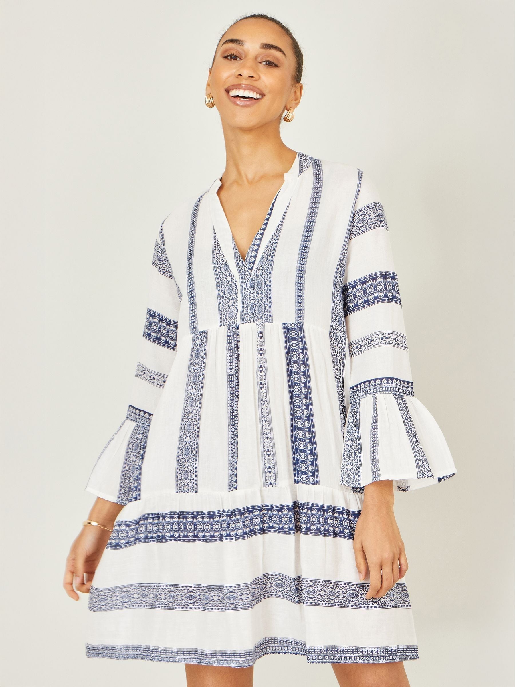 Buy Yumi Grey Stripe Cotton Tunic from Next Romania