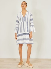 Yumi White Cotton Stripe Tunic - Image 1 of 5