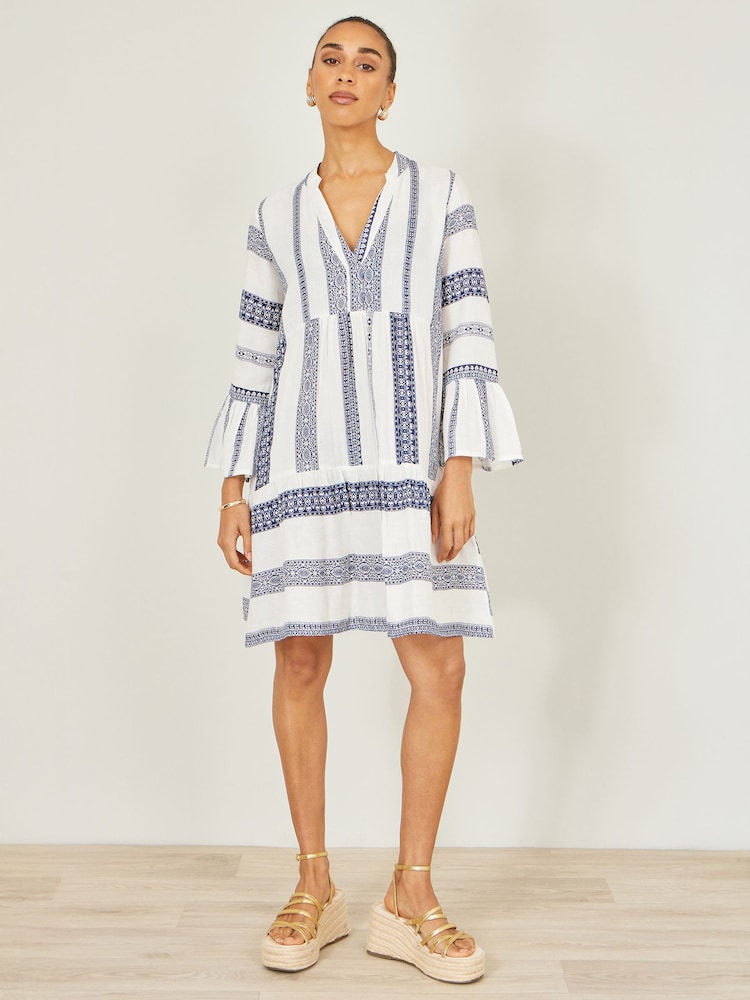 Yumi White Cotton Stripe Tunic - Image 1 of 5