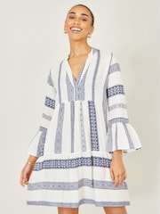 Yumi White Cotton Stripe Tunic - Image 3 of 5