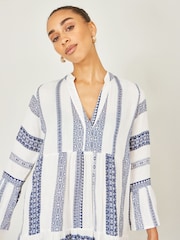 Yumi White Cotton Stripe Tunic - Image 5 of 5