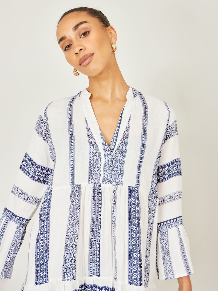 Yumi White Cotton Stripe Tunic - Image 5 of 5