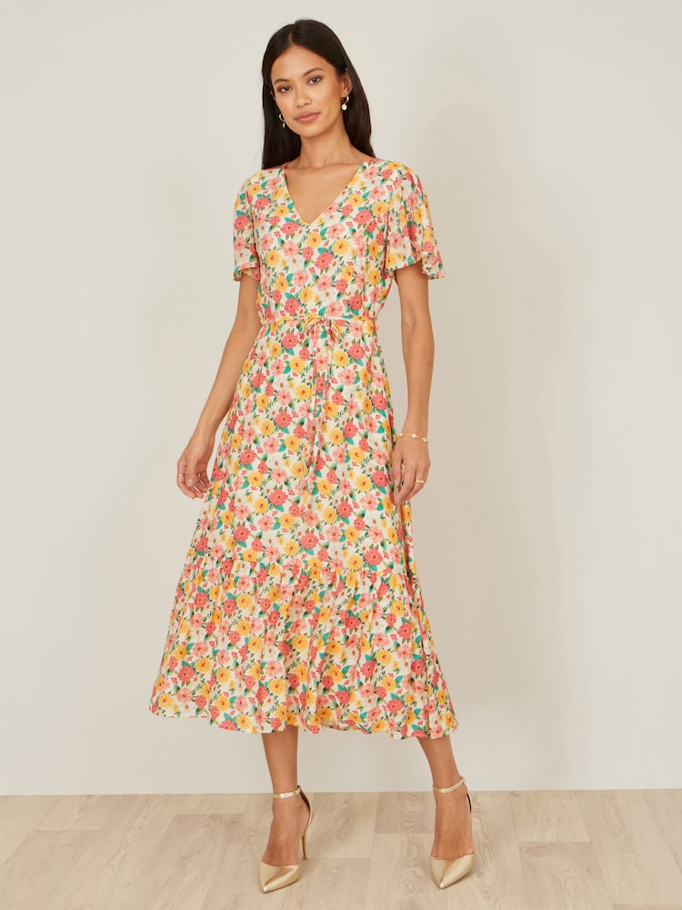 Yumi Midi Tea Dress With Angel Sleeves - Imagen 1 de 4