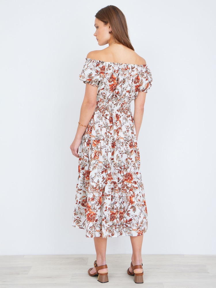 Yumi Floral Ruched Waist Midi Dress - Imagen 2 de 4