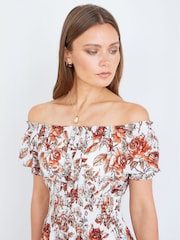 Yumi Floral Ruched Waist Midi Dress - Imagen 4 de 4