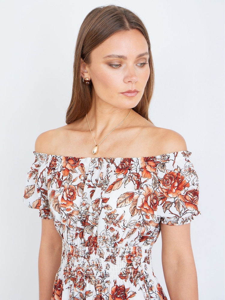 Yumi Floral Ruched Waist Midi Dress - Imagen 4 de 4