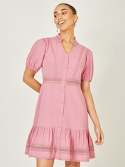 Rosa - Yumi Cotton Lace Trim Skater Shirt Dress - Imagen 3 de 5