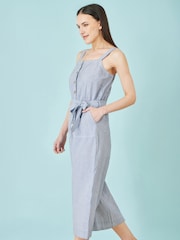 Yumi Blue Chambray Button Through Jumpsuit - Image 4 of 5