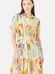 Yumi Yellow Sun Patchwork Print Shirt Dress - Image 4 of 4