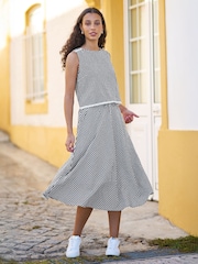 Yumi Gingham Cotton Midi Skirt - 圖片 4/5