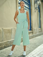 Yumi Green Stripe Strappy Jumpsuit - Image 1 of 5