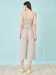 Yumi Brown Stripe Strappy Jumpsuit - Image 2 of 4