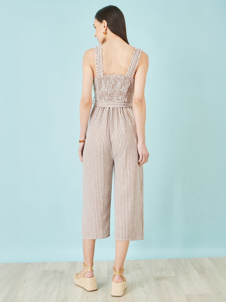 Yumi Brown Stripe Strappy Jumpsuit - Image 2 of 4