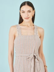 Yumi Brown Stripe Strappy Jumpsuit - Image 4 of 4