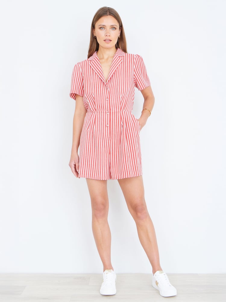 Yumi Red Stripe Retro Playsuit - Image 1 of 4