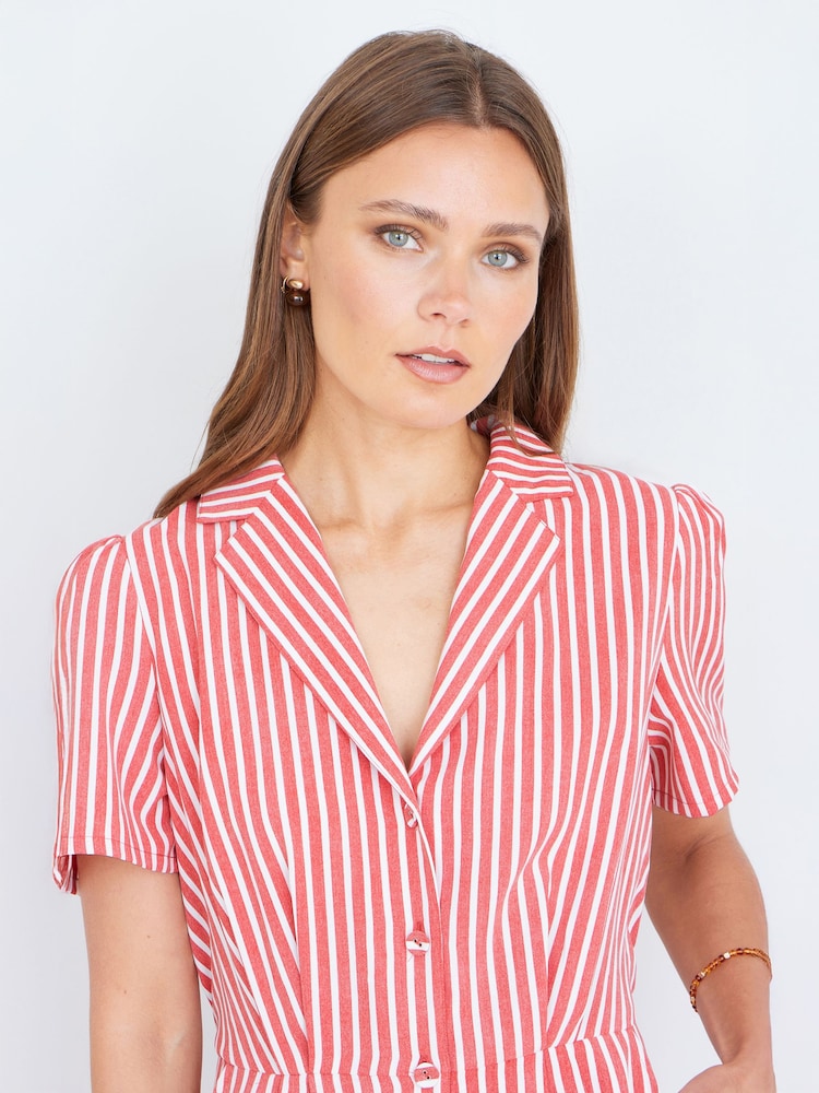 Yumi Red Stripe Retro Playsuit - Image 4 of 4