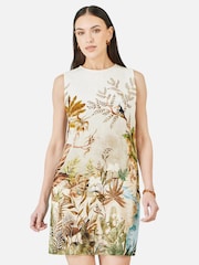 Yumi Cream Jungle Print Viscose Shift Dress - Image 3 of 4