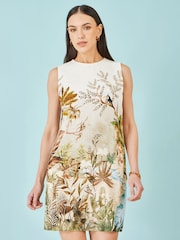 Yumi Cream Jungle Print Viscose Shift Dress - Image 5 of 5
