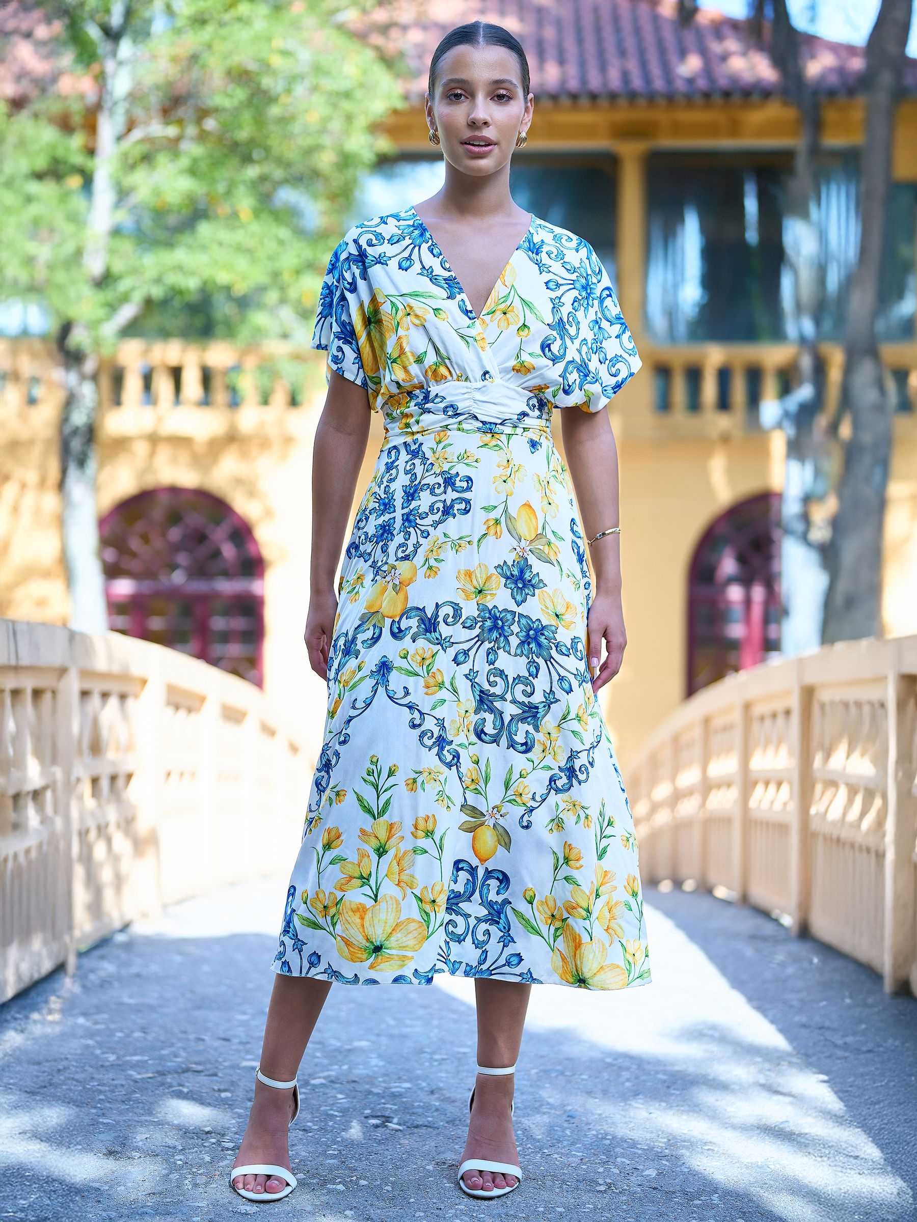 Buy Yumi Yellow Gathered Waist Kimono Maxi Dress from Next USA