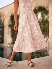 Yumi Stripe With Embroidered Flower Cotton Dress - Imagen 4 de 5