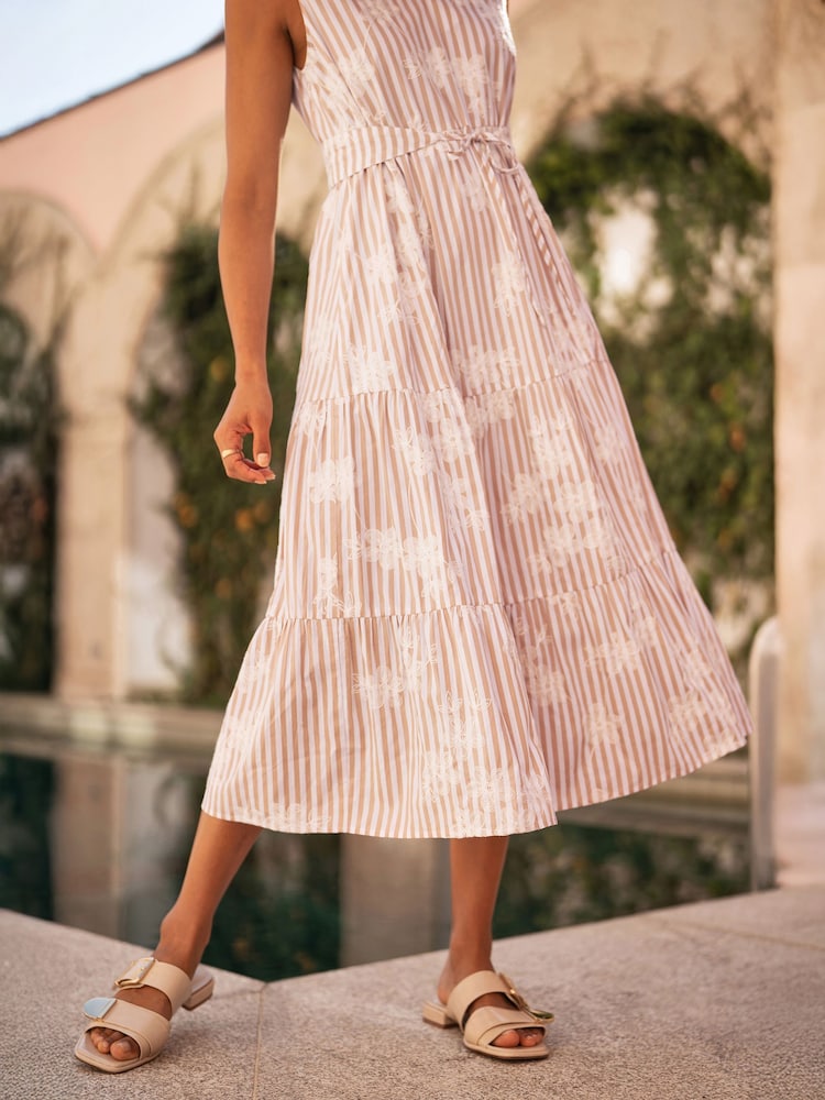 brown stripe midi dress Petal and Pup Women's Luisa Midi Dress