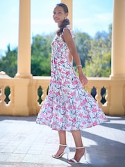 Yumi Viscose Floral Ruched Waist Midi Dress - Imagen 3 de 4