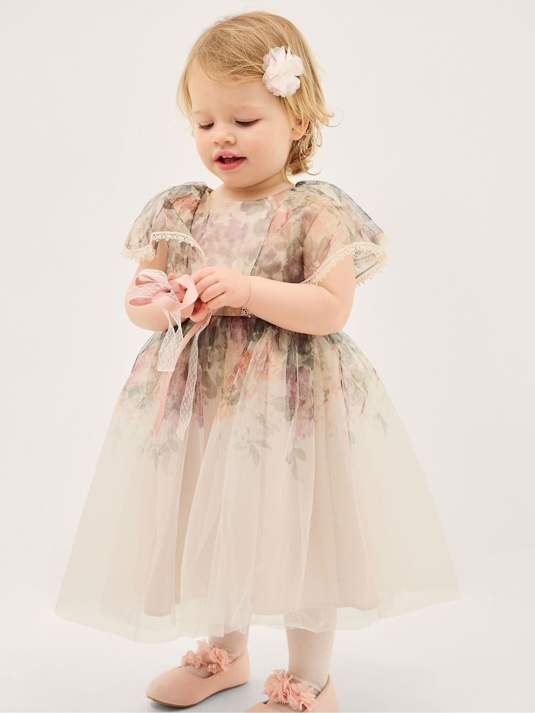 فستان حفلات تول بطبعة ورود كلاسيكية للبيبي من Monsoon - صورة 1 من 3