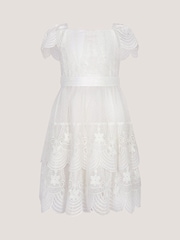 Monsoon Cream Isabel Lace Scallop Tiered Party Dress - Image 1 of 2