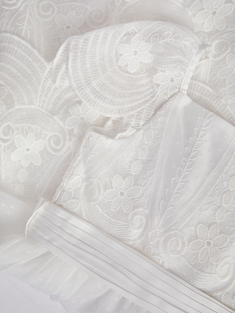 Monsoon Cream Isabel Lace Scallop Tiered Party Dress - Image 2 of 2