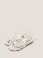 Monsoon White Flower Embroidered Bow Ballet Flats - Image 1 of 2
