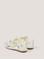 Monsoon White Flower Embroidered Bow Ballet Flats - Image 2 of 2