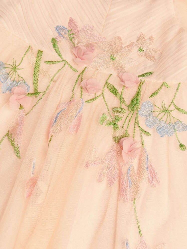 Monsoon Orange Estella Floral Embroidered Party Dress - Image 3 of 3