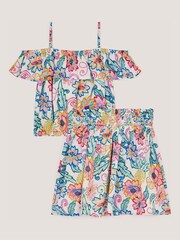 Monsoon Cream Tropical Floral Bardot Top & Skirt Set - Image 3 of 4