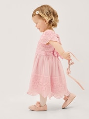 Monsoon Pink Isabel Lace Scallop Tiered Party Dress - Image 1 of 3