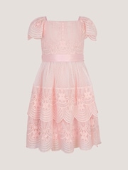 Monsoon Pink Isabel Lace Scallop Tiered Party Dress - Image 2 of 3
