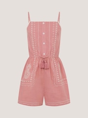 Monsoon Pink Pineapple Embroidered Playsuit - Image 1 of 2