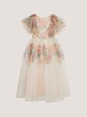Monsoon Pink Vintage Flower Tulle Party Dress - Image 1 of 2