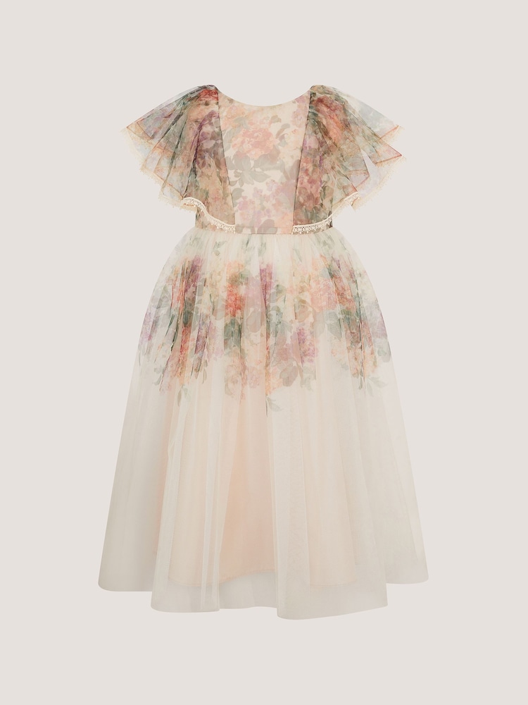 Monsoon Pink Vintage Flower Tulle Party Dress - Image 1 of 2