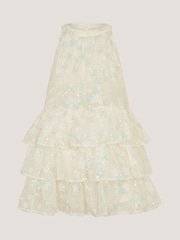 Monsoon Cream Georgie Sequin Jacquard Tiered Party Dress - Image 2 of 3